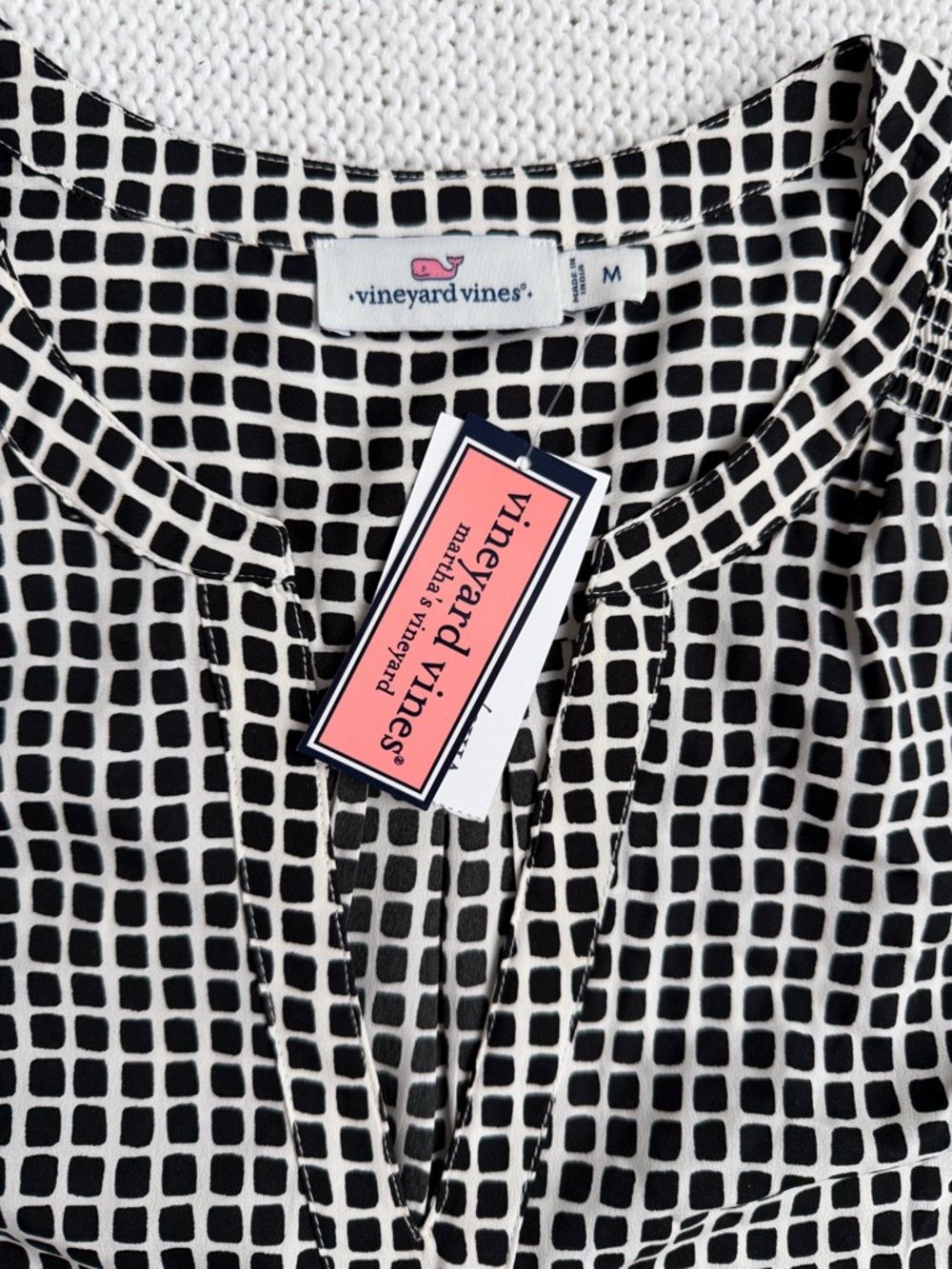 NWT! Vineyard Vines Black & White Checker Shirt Size Medium - Picture 2 of 7